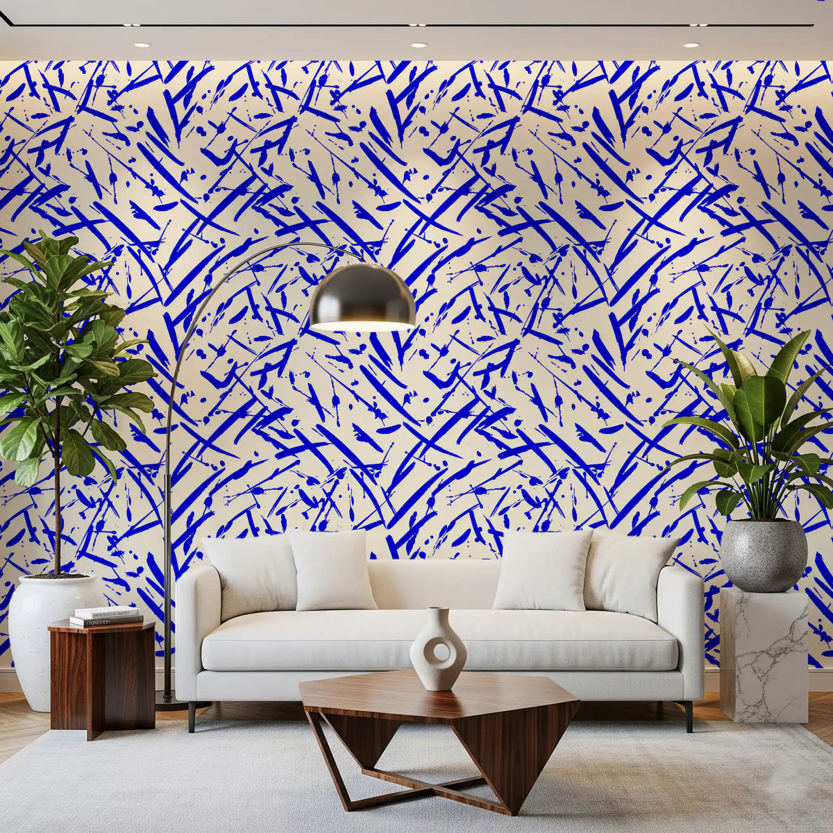HAllway lit up by the cobalt motion pattern wallpaper GD12231
