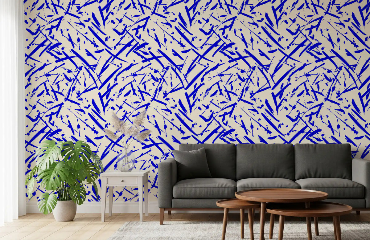 Fast cobalt strokes cross the Dynamic Cobalt Motion Pattern Wallpaper GD12231
