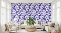 Loose brushwork scatters across the cobalt pattern wallpaper GD12231
