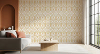 Cream and White Geometric Lattice Wallpaper⁠