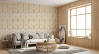 Cream and White Geometric Lattice Wallpaper⁠