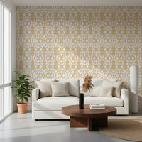 Cream and White Geometric Lattice Wallpaper⁠