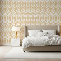Cream and White Geometric Lattice Wallpaper⁠