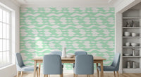 Pale ivory lifts the green waves on this linear wallpaper GD12233