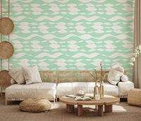 Soft Sage Wavy Linear Pattern Wallpaper lifting a home office GD12233