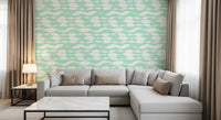 Muted sage green washes the wavy pattern wallpaper GD12233