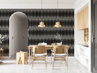 Charcoal columns cover a dining room on this Vertical Arch wallpaper GD12234
