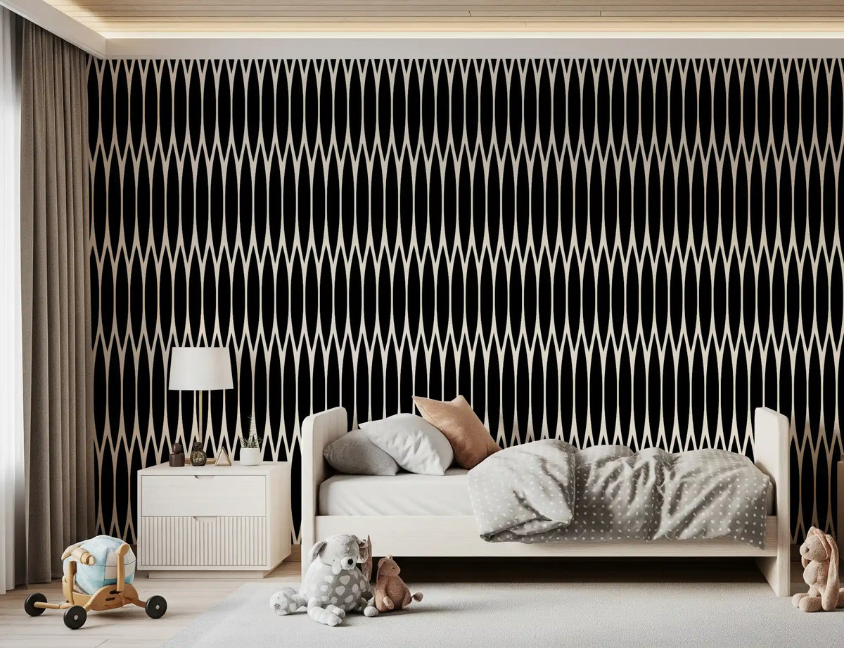 Stacked arch shapes build tall bands on this Minimalist Lattice wallpaper GD12234
