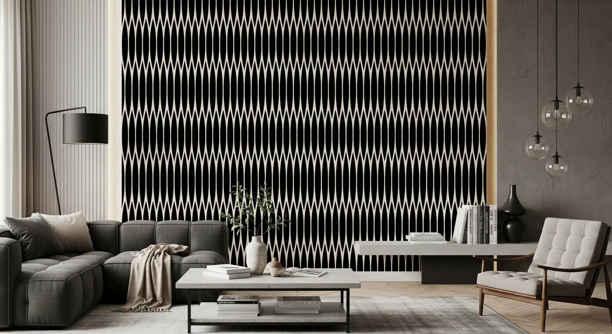 Vertical arch columns rise behind a living room on this Minimalist wallpaper GD12234
