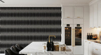 Sleek monochrome columns repeat across this Vertical Arch Lattice wallpaper GD12234