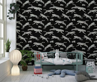 Monochrome Cheetah Motion Pattern Wallpaper⁠