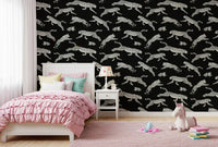Monochrome Cheetah Motion Pattern Wallpaper⁠