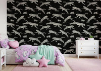 Monochrome Cheetah Motion Pattern Wallpaper⁠