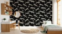 Monochrome Cheetah Motion Pattern Wallpaper⁠