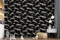 Monochrome Cheetah Motion Pattern Wallpaper⁠