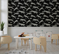 Monochrome Cheetah Motion Pattern Wallpaper⁠