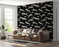 Monochrome Cheetah Motion Pattern Wallpaper⁠