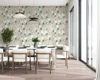 Pressed-flower shapes pattern this Minimalist Sage Meadow Silhouette wallpaper GD12237

