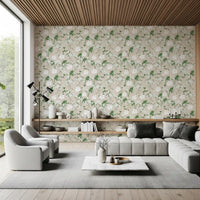 Daisies and slim stems dot this Minimalist Sage Meadow wallpaper GD12237

