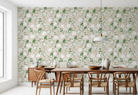 Meadow flowers in white and sage fill this Minimalist Silhouette wallpaper GD12237
