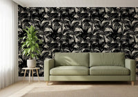 Monochrome Tropical Palm Silhouette Wallpaper⁠