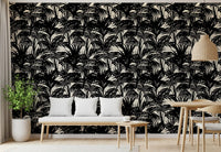 Monochrome Tropical Palm Silhouette Wallpaper⁠