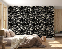 Monochrome Tropical Palm Silhouette Wallpaper⁠
