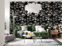 Monochrome Tropical Palm Silhouette Wallpaper⁠