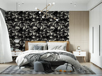 Monochrome Tropical Palm Silhouette Wallpaper⁠