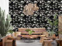 Monochrome Tropical Palm Silhouette Wallpaper⁠