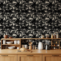 Monochrome Tropical Palm Silhouette Wallpaper⁠