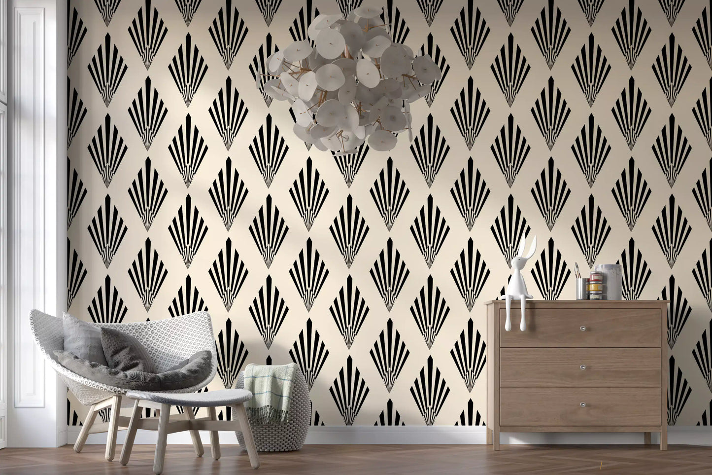 Geometric Art Deco Fan Pattern Wallpaper⁠