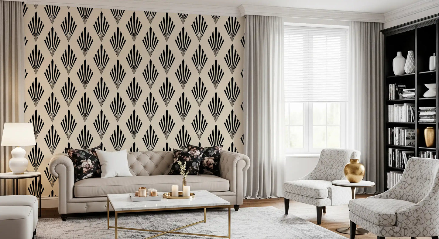 Geometric Art Deco Fan Pattern Wallpaper⁠