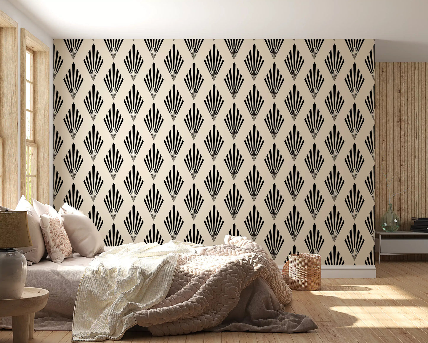 Geometric Art Deco Fan Pattern Wallpaper⁠