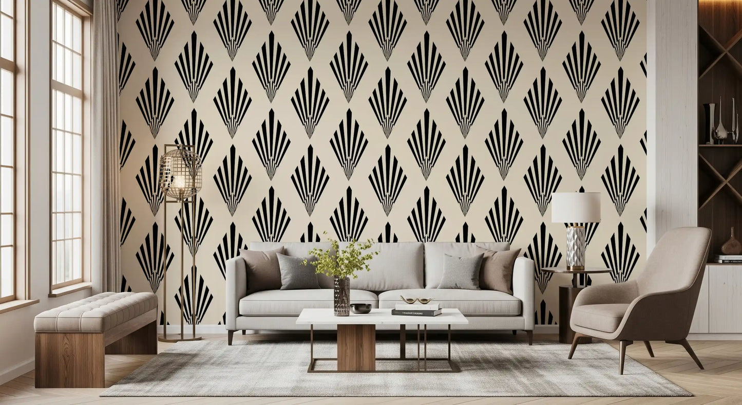 Geometric Art Deco Fan Pattern Wallpaper⁠