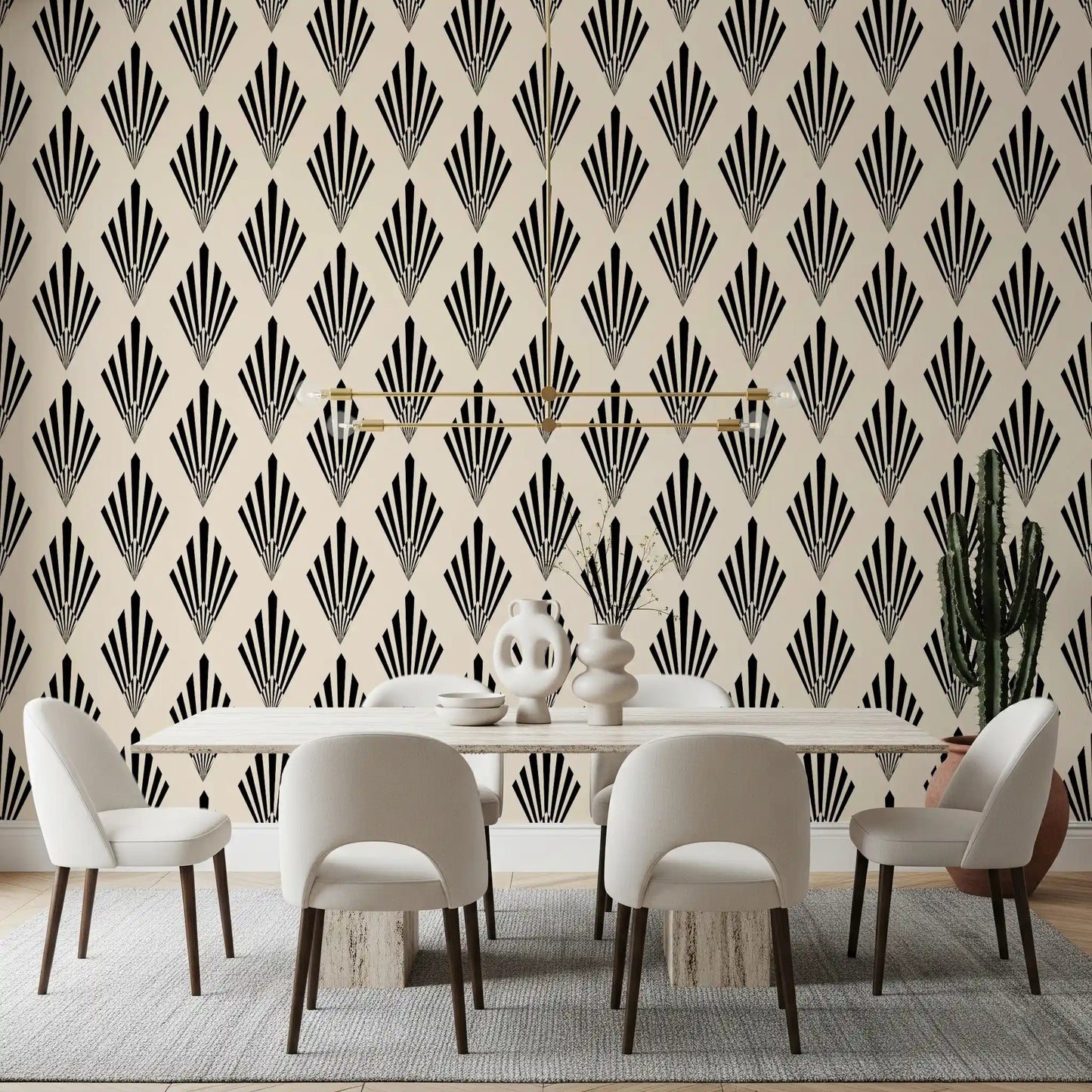 Geometric Art Deco Fan Pattern Wallpaper⁠