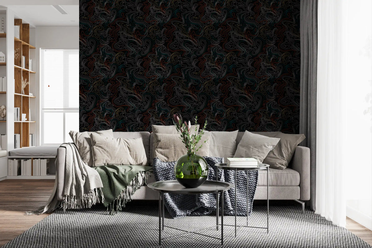 Faint lines catch the light on this topographic wallpaper GD12241
