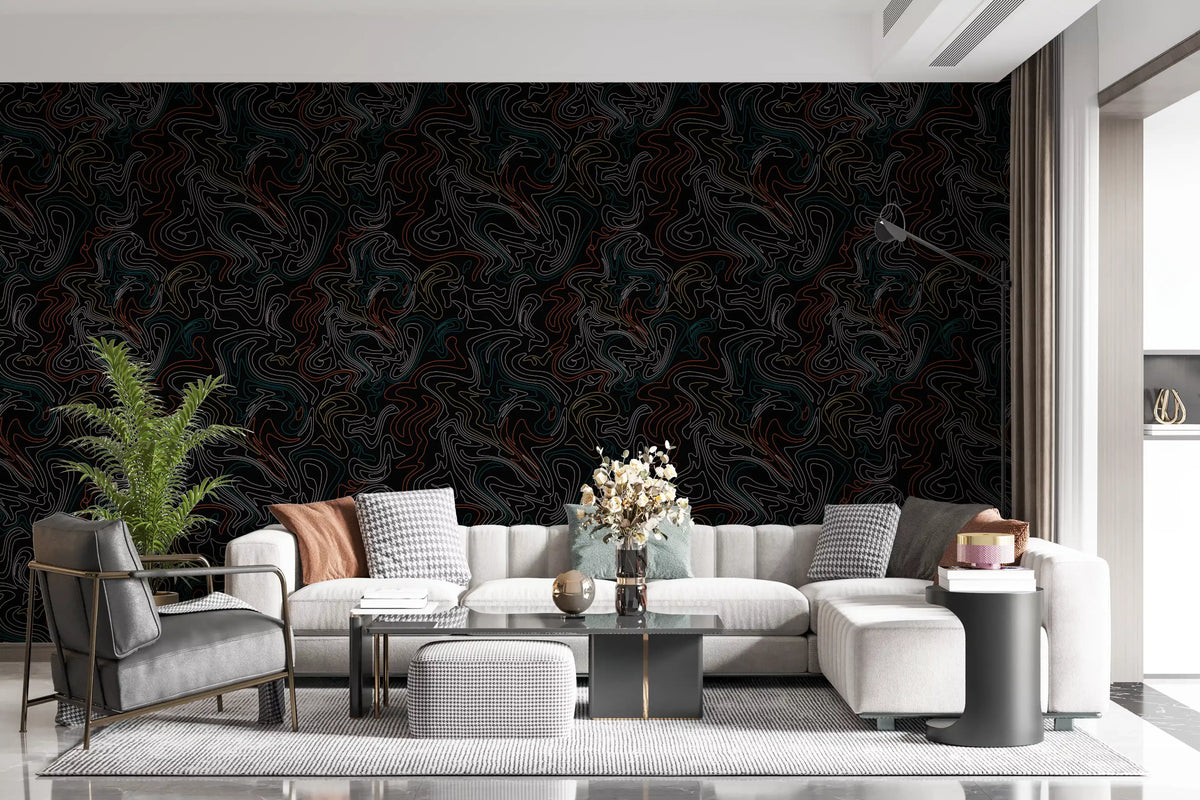 Minimalist Topographic Flow Wallpaper lifting a living room GD12241
