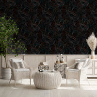 Flowing lines wrap a lounge as minimalist contour wallpaper GD12241
