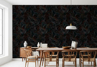 Contour marks ripple over near-black on the topographic wallpaper GD12241
