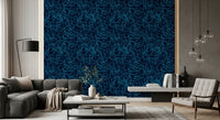 Inky scribble lines wrap a lounge and living room in this Navy Fluid wallpaper GD12242
