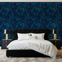 Threaded squiggles wind through this Navy Fluid Scribble wallpaper GD12242
