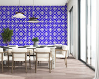 Cobalt medallions lock across the Geometric Cobalt Interlocking Wallpaper GD12243
