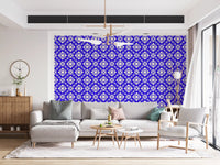 Patterned tiles fill a living room in the interlocking wallpaper GD12243

