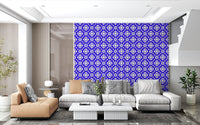 Geometric Cobalt Interlocking Pattern Wallpaper lifting a home office GD12243
