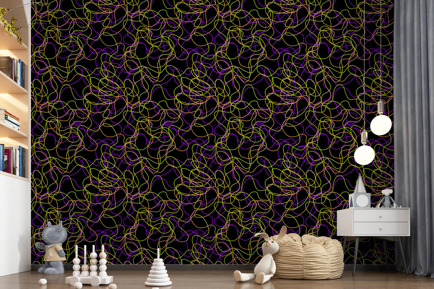 Tangled Glow Modern Art Wallpaper⁠