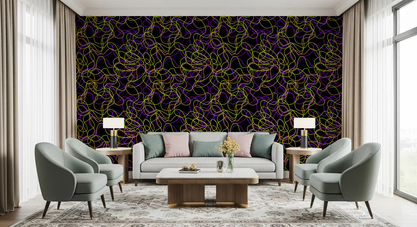 Tangled Glow Modern Art Wallpaper⁠