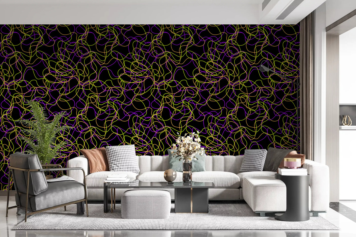 Tangled Glow Modern Art Wallpaper⁠