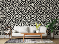 Wavy Monochrome Checkerboard Wallpaper⁠