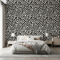 Wavy Monochrome Checkerboard Wallpaper⁠